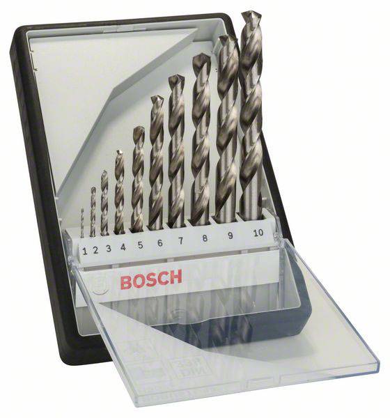 Bosch Accessories 2607010535 HSS Metall-Spiralbohrer-Set 10teilig geschliffen DIN 338 Zylinderschaft 1 Set