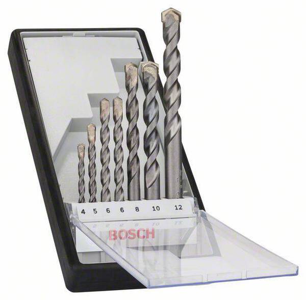 Bosch Accessories 2607010545 Hartmetall Beton-Spiralbohrer-Set 7teilig 4 mm, 5 mm, 6 mm, 6 mm, 8 mm, 10 mm, 12 mm Zyli