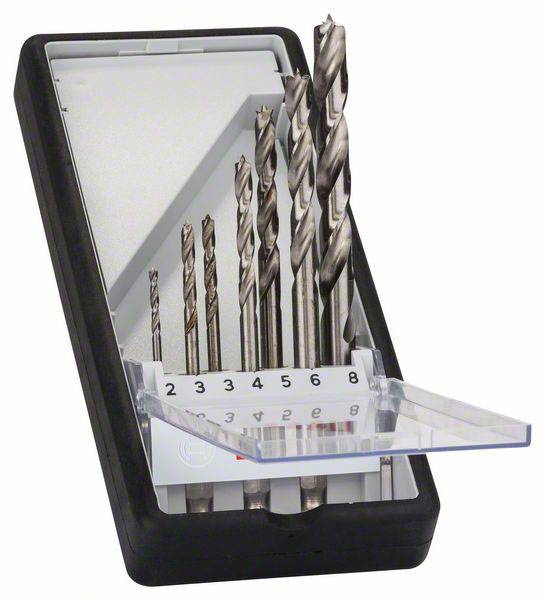 Bosch Accessories 2607019923 Holz-Spiralbohrer-Set 7teilig 2 mm, 3 mm, 3 mm, 4 mm, 5 mm, 6 mm, 8 mm 1/4" (6.3 mm) 1 Set