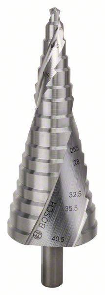 Bosch Accessories 2608587427 HSS Stufenbohrer 6 - 38.5 mm, 6 - 40.5 mm, M10 - M40 Gesamtlänge 125.5 mm 3-Flächenschaft