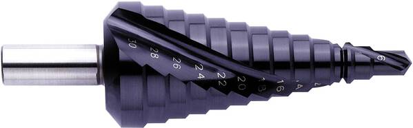 Exact 796 / 07023 HSS Stufenbohrer 6 - 30 mm TiAIN Gesamtlänge 98 mm 3-Flächenschaft 1 St.