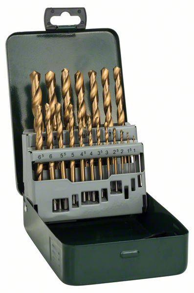 Bosch Accessories 2607019437 HSS Metall-Spiralbohrer-Set 19teilig TiN DIN 338 Zylinderschaft 1 Set
