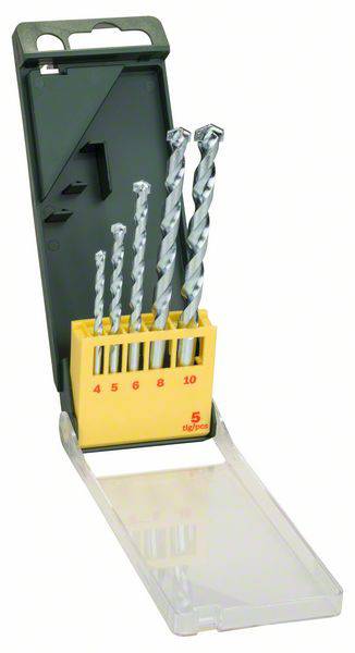 Bosch Accessories Promoline 2607019438 Hartmetall Stein-Spiralbohrer-Set 5teilig 4 mm, 5 mm, 6 mm, 8 mm, 10 mm Zylinder