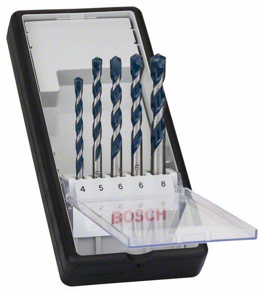 Bosch Accessories CYL-5 2608588165 Hartmetall Beton-Spiralbohrer-Set 5teilig 4 mm, 5 mm, 6 mm, 6 mm, 8 mm Zylinderschaf