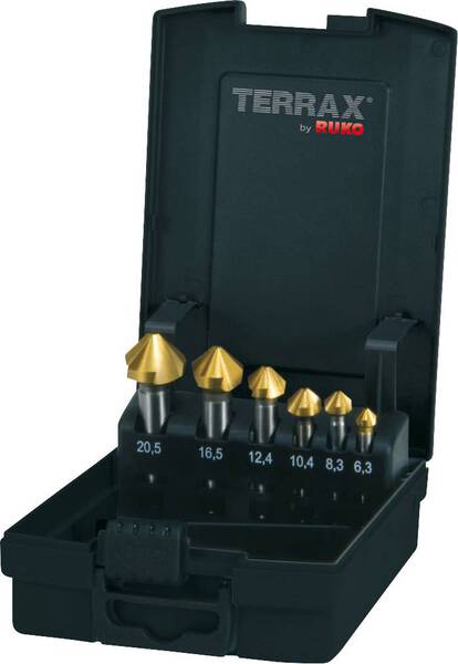 RUKO A102152TRO Kegelsenker-Set 6teilig 6.3 mm, 8.3 mm, 10.4 mm, 12.4 mm, 16.5 mm, 20.5 mm HSS TiN 1 Set