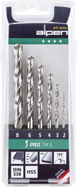 Alpen 0000111806100 HSS Metall-Spiralbohrer-Set 6teilig Zylinderschaft 1 St.