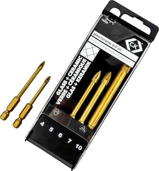 C.K T3059 Glasbohrer-Set 5teilig 4 mm, 5 mm, 6 mm, 7 mm, 10 mm 1 Set