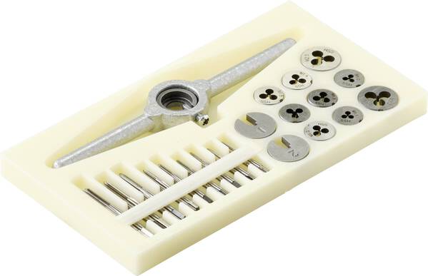 TOOLCRAFT TO-7106694 Einschnittgewindebohrer-Set 30teilig HSS M1, M1.1, M1.2, M1.4, M1.6, M1.8, M2, M2,2, M2.5