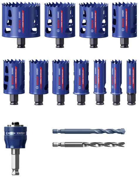 Bosch Accessories EXPERT Tough 2608900447 Lochsägen-Set 14teilig 20 mm, 22 mm, 25 mm, 32 mm, 35 mm, 40 mm, 44 mm, 51 mm,