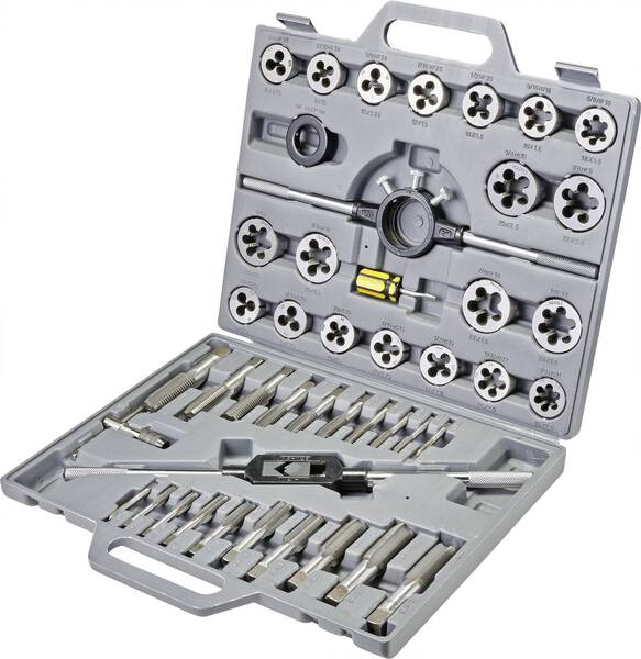 TOOLCRAFT TO-7199877 Gewindeschneidsatz 45teilig HSS metrisch M6, M8, M10, M12, M14, M16, M18, M20, M22, M24