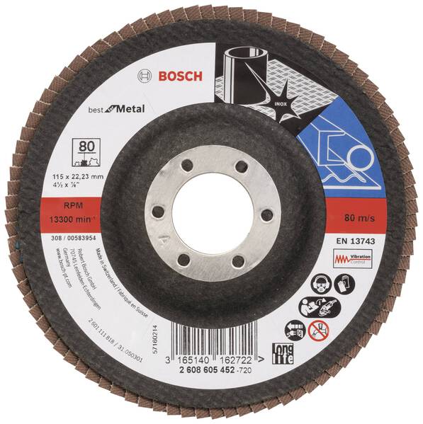 Bosch Accessories 2608605452 X571 Fächerschleifscheibe Durchmesser 115 mm Bohrungs-Ø 22.33 mm Stahl 1 St.