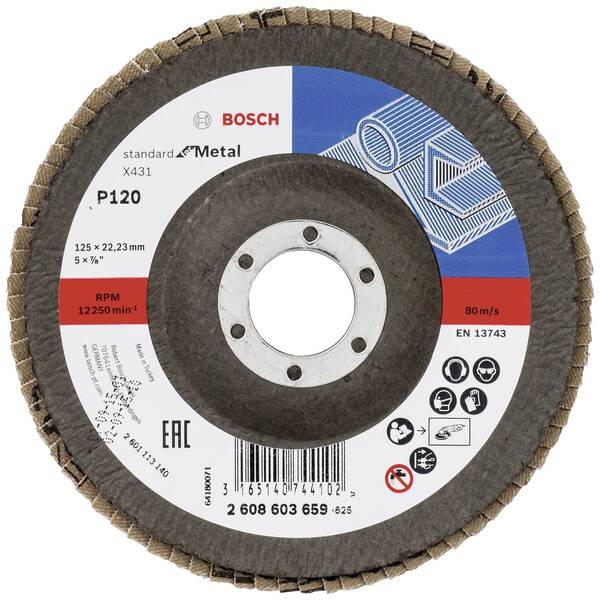 Bosch Accessories 2608603659 X431 Fächerschleifscheibe Durchmesser 125 mm Bohrungs-Ø 22.33 mm Stahl 1 St.