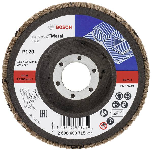 Bosch Accessories 2608603715 X431 Fächerschleifscheibe Durchmesser 115 mm Bohrungs-Ø 22.33 mm Stahl 1 St.