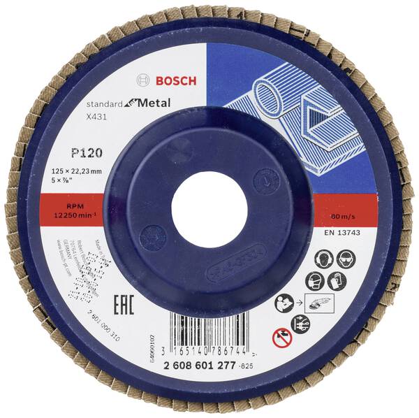 Bosch Accessories 2608601277 X431 Fächerschleifscheibe Durchmesser 125 mm Bohrungs-Ø 22.33 mm Stahl 1 St.