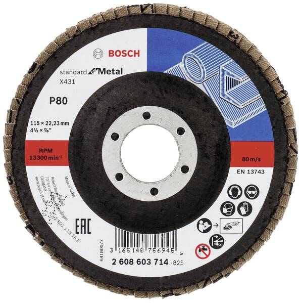 Bosch Accessories 2608603714 X431 Fächerschleifscheibe Durchmesser 115 mm Bohrungs-Ø 22.33 mm Stahl 1 St.