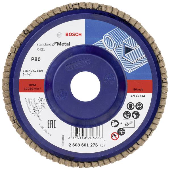 Bosch Accessories 2608601276 X431 Fächerschleifscheibe Durchmesser 125 mm Bohrungs-Ø 22.33 mm Stahl 1 St.