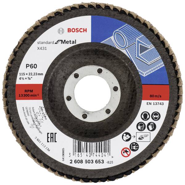 Bosch Accessories 2608603653 X431 Fächerschleifscheibe Durchmesser 115 mm Bohrungs-Ø 22.33 mm Stahl 1 St.