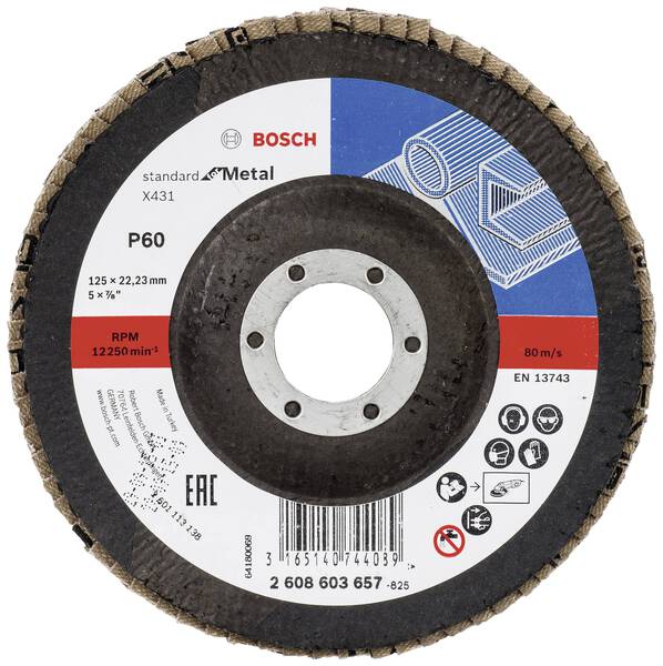 Bosch Accessories 2608603657 X431 Fächerschleifscheibe Durchmesser 125 mm Bohrungs-Ø 22.33 mm Stahl 1 St.