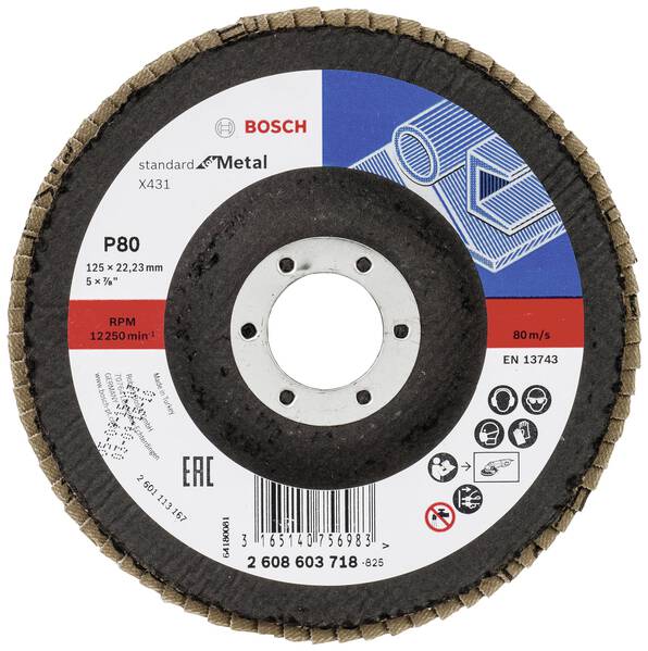 Bosch Accessories 2608603718 X431 Fächerschleifscheibe Durchmesser 125 mm Bohrungs-Ø 22.33 mm Stahl 1 St.