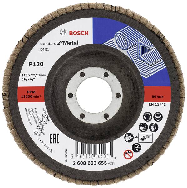 Bosch Accessories 2608603655 X431 Fächerschleifscheibe Durchmesser 115 mm Bohrungs-Ø 22.33 mm Stahl 1 St.