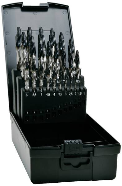 Exact 74962 TIAIN-TIP Spiralbohrer-Set 1 mm, 1.5 mm, 2 mm, 2.5 mm, 3 mm, 3.5 mm, 4 mm, 4.5 mm, 5 mm, 5.5 mm, 6 mm, 6.5