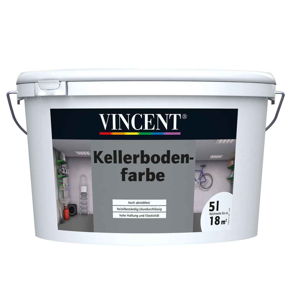 Vincent Kellerbodenfarbe Grau seidenmatt 5 L | 115374