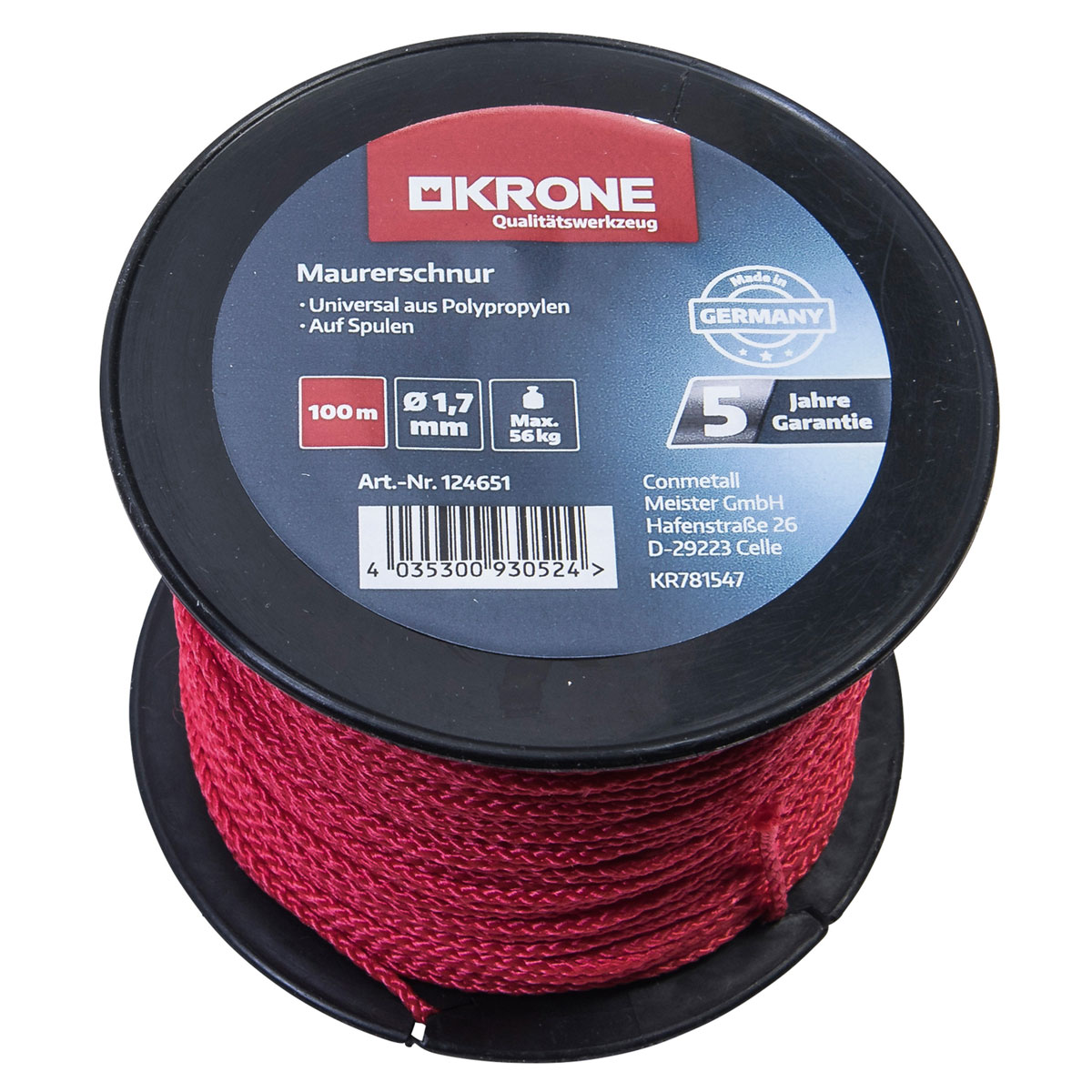 Krone Maurerschnur 1,7 mm 100 m rot | rot | 10000 | 1,7 | 124651