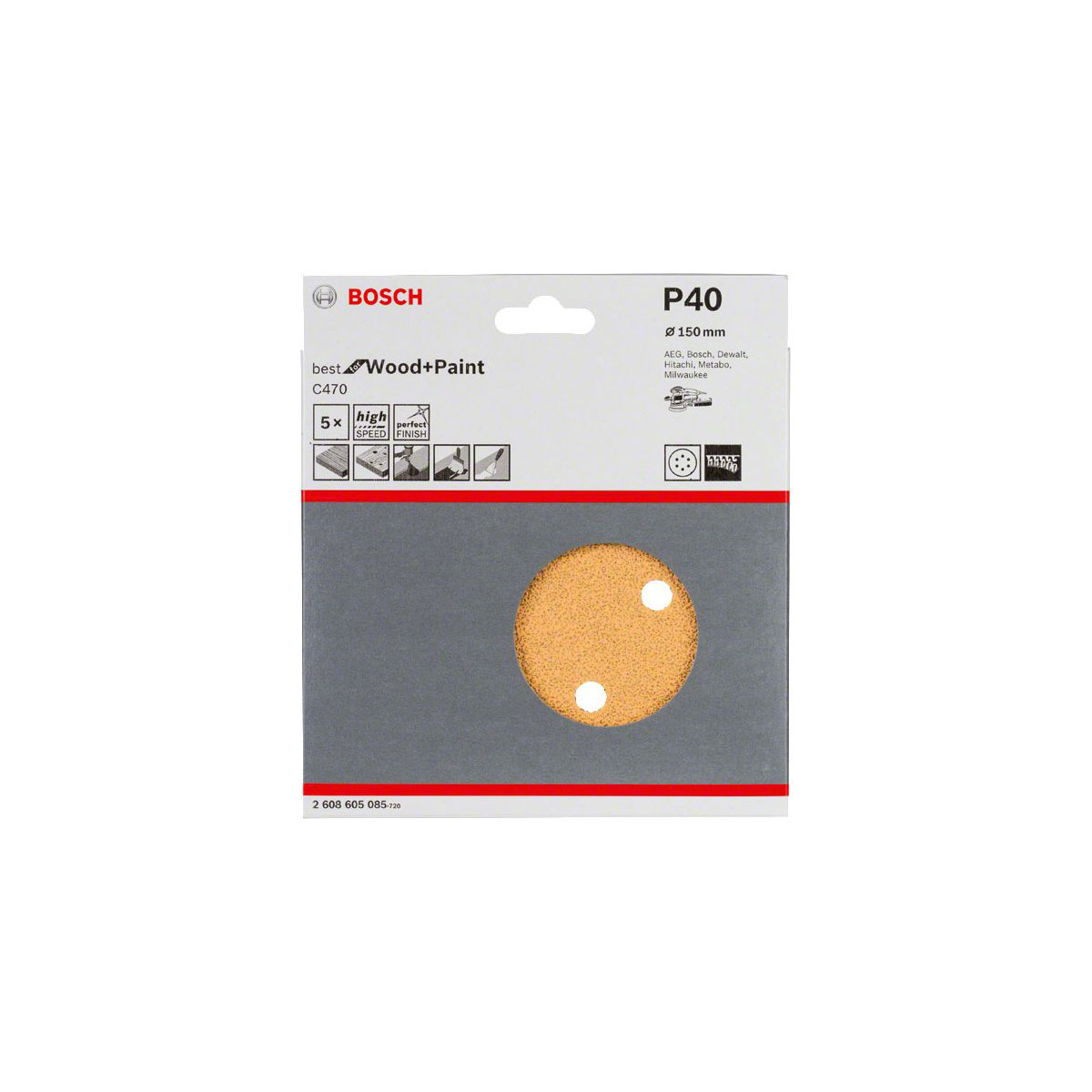Bosch Professional  Schleifblätter BfWP K40 150 mm 5 Stück | 131177