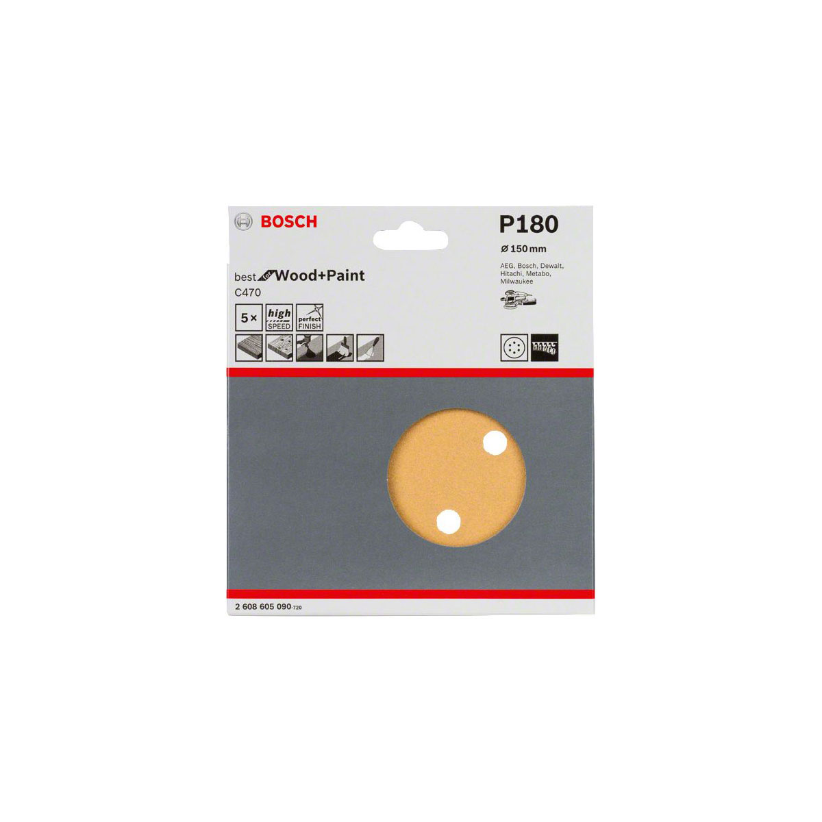 Bosch Professional  Schleifblätter BfWP K180 150 mm 5 Stück | 131182