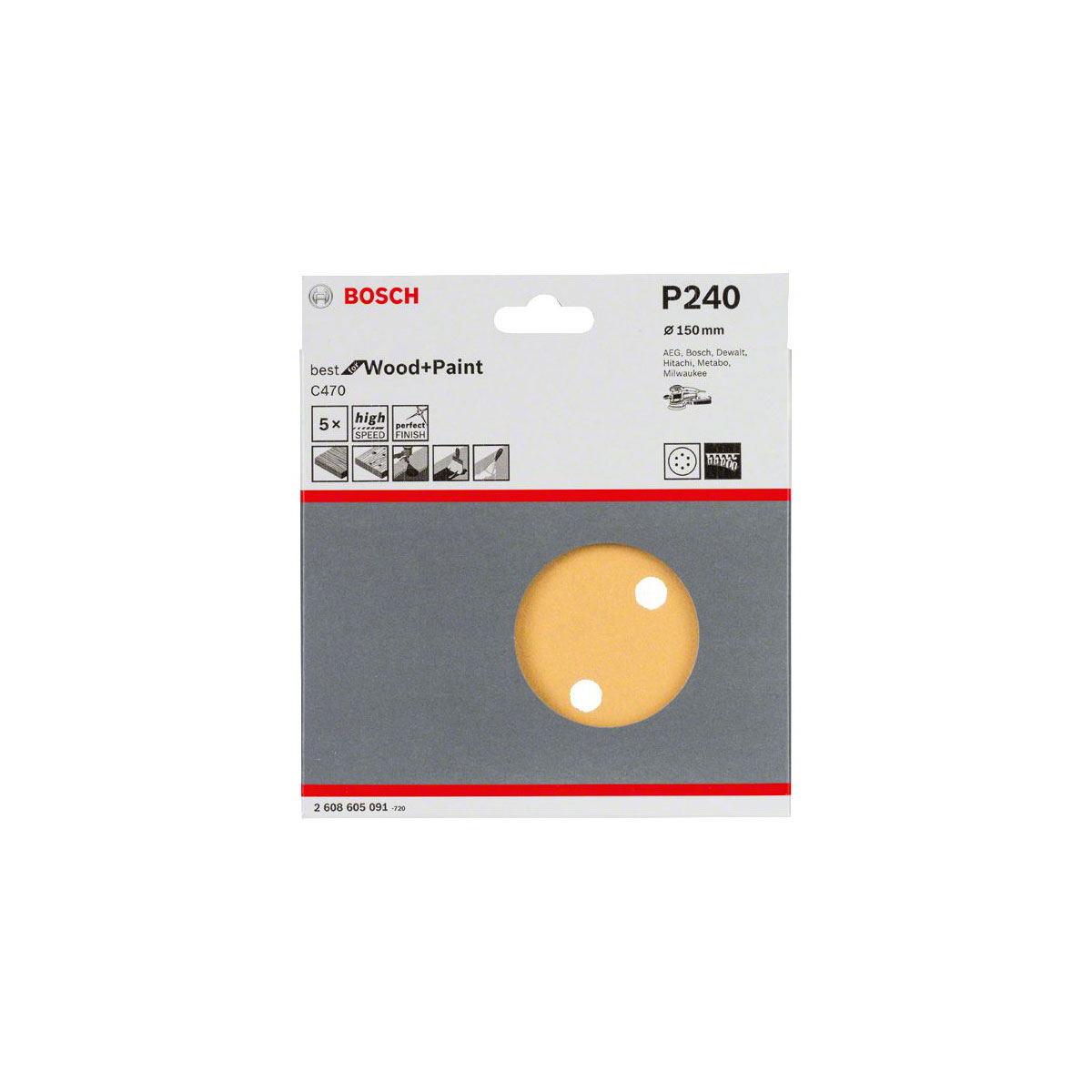 Bosch Professional  Schleifblätter BfWP K240 150 mm 5 Stück | 131183