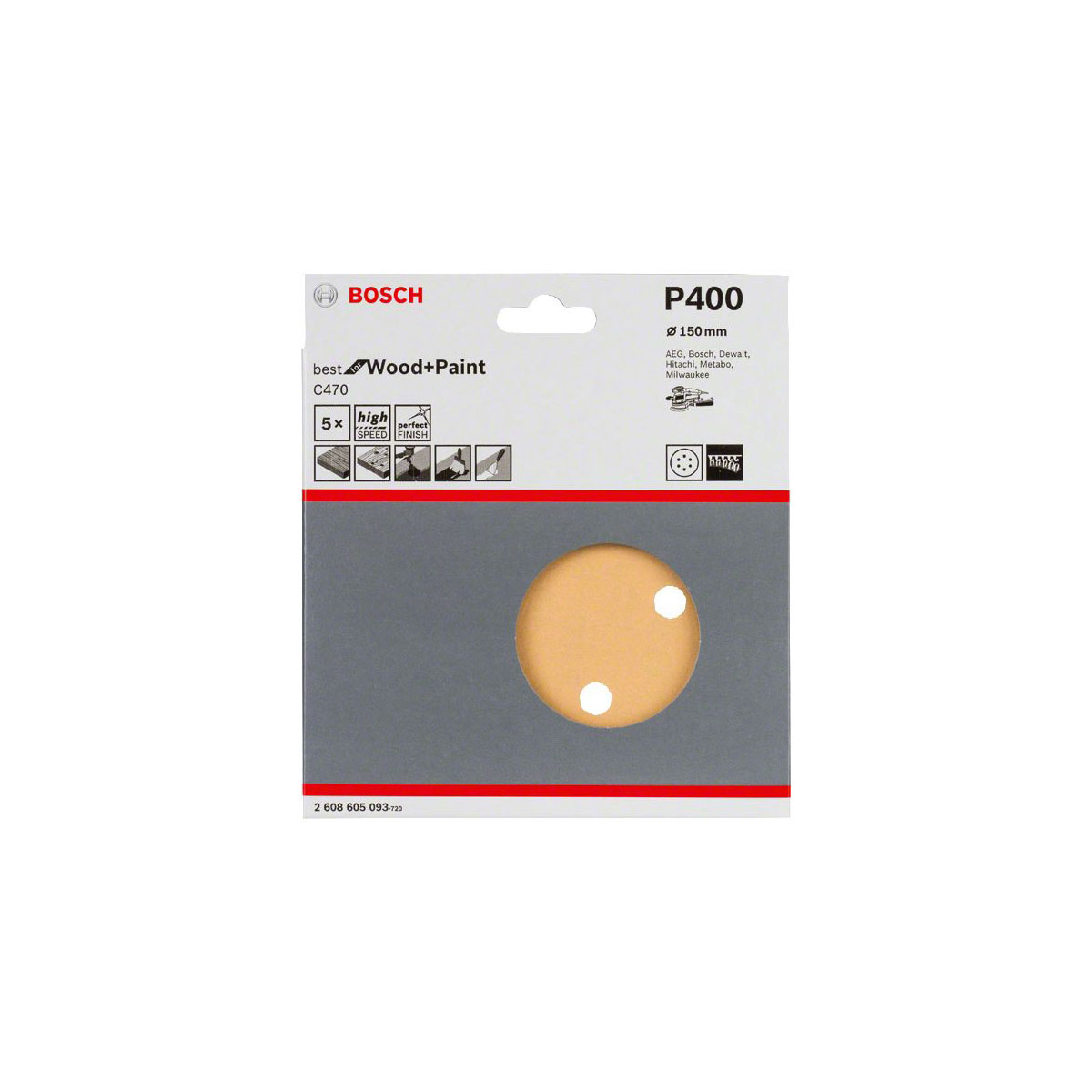 Bosch Professional  Schleifblätter BfWP K400 150 mm 5 Stück | 131185