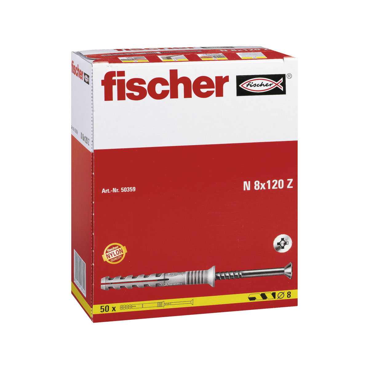 Fischer  Nageldübel 8 x 120/80 mm mit Senkkopf 50 Stück | 132740 – Bild 3