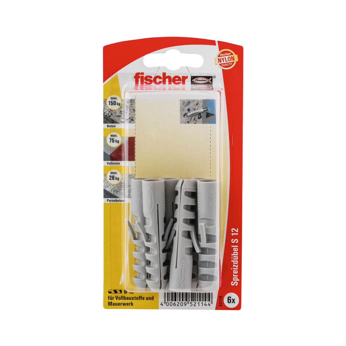 Fischer  Dübel S 12 6 Stück | 132741