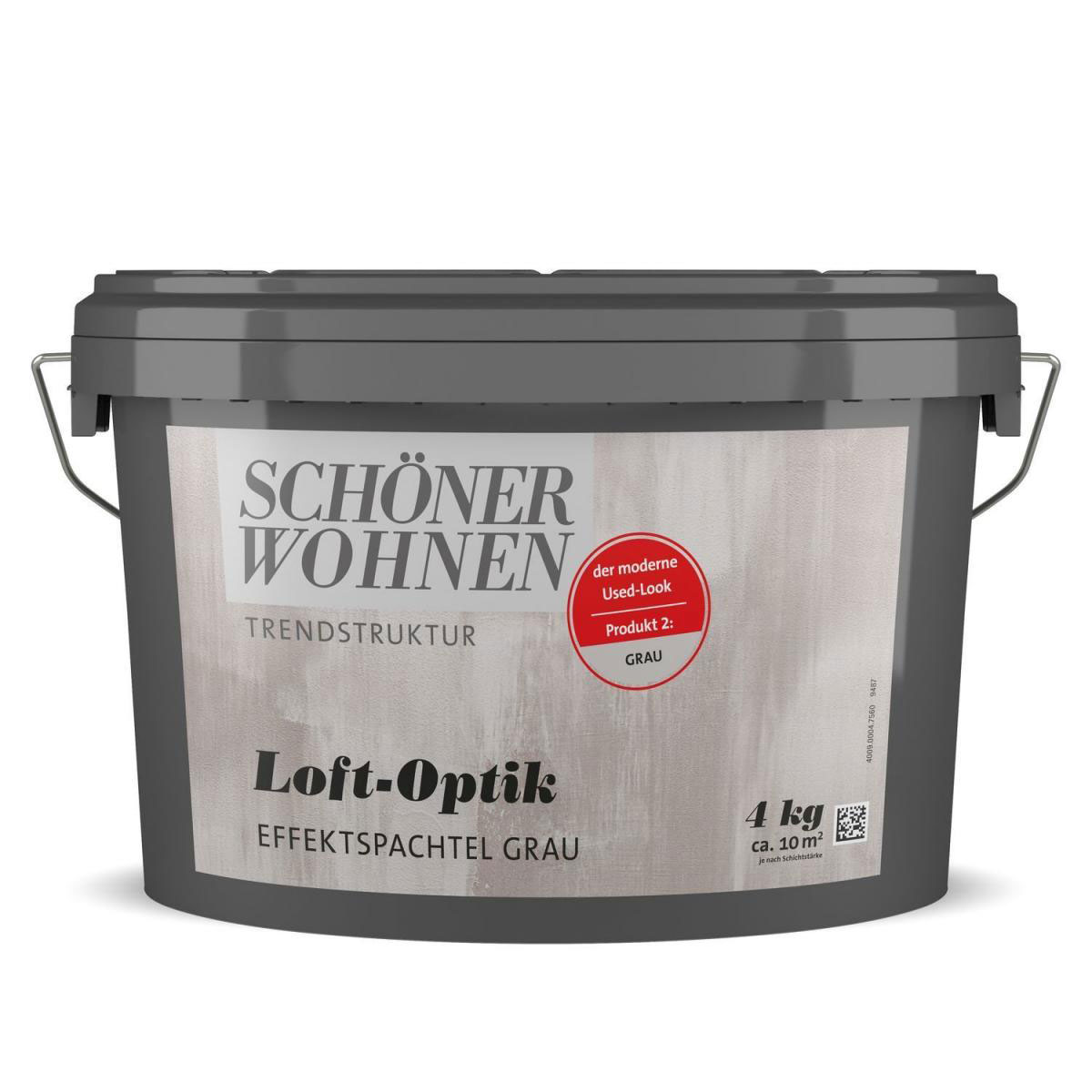 Schöner Wohnen Farbe Loft-Optik Effektspachtel 4 kg Grau | Grau | 133094