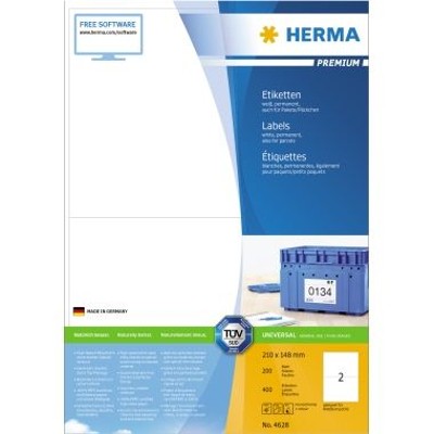 HERMA - Etikett PREMIUM 4628 210x148mm weiß 400er-Pack