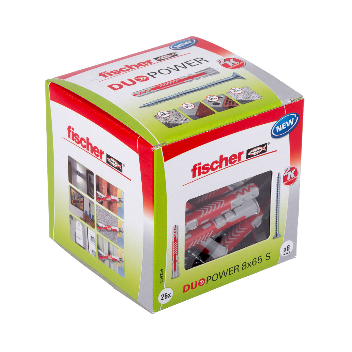 Fischer Dübel DuoPower 8 x 65 mm mit Schraube 25 Stück | 8 | 25 | 65 | 90 | 162459