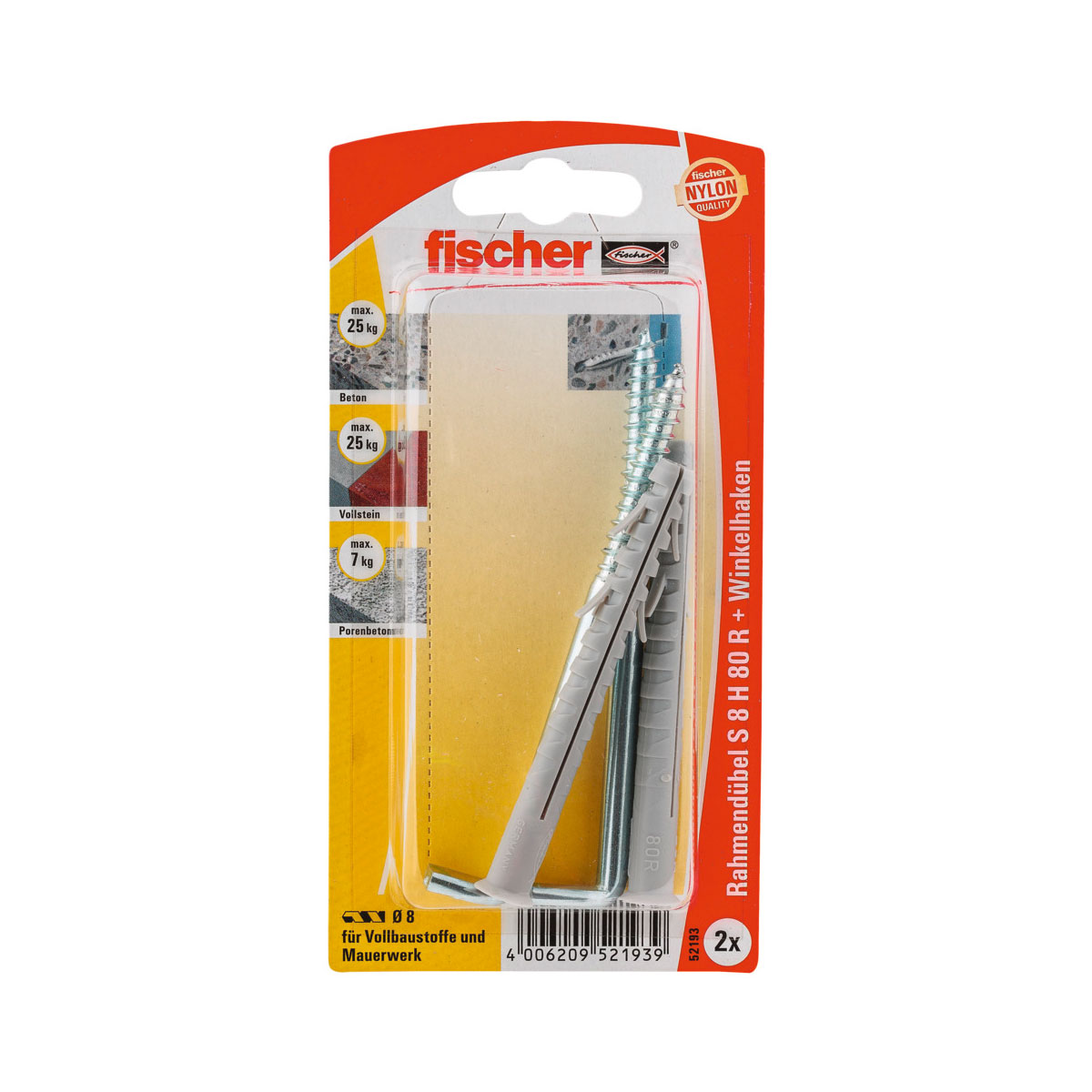 Fischer  Rahmendübel S 8 H RW 2 Stück | 162468