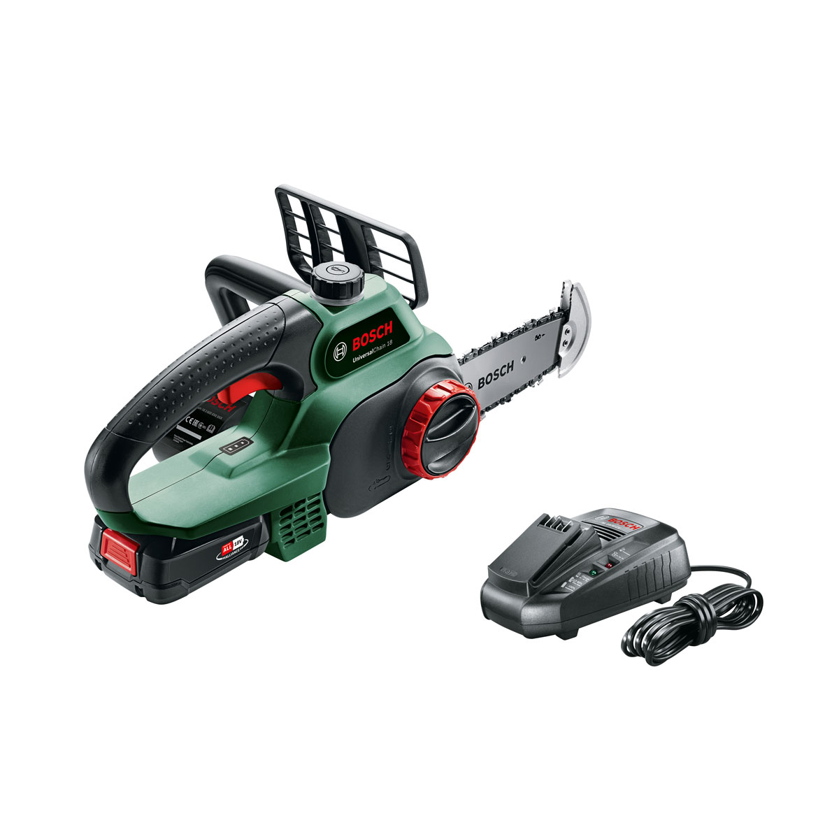 Bosch  Akku-Kettensäge-Set UniversalChain18 3-teilig | 1x Kettensäge, 1x Akku, 1x Ladegerät | 214893