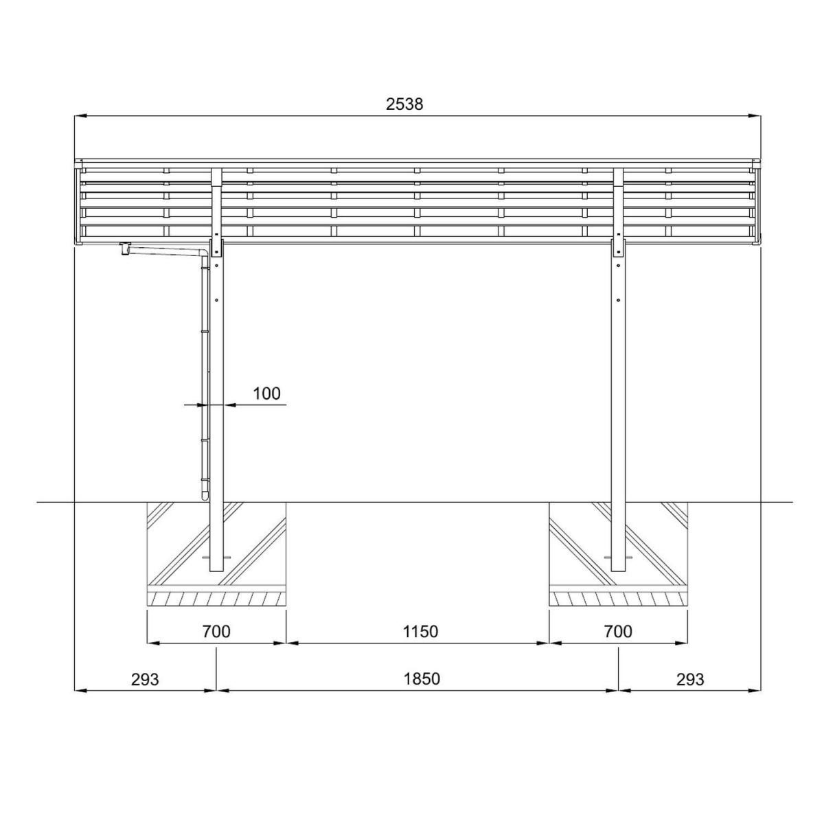 Ximax Carport Alu Portoforte 60 Mini SL LxB 4954 x 2010 mm Edelstahl-Look | 218018 – Bild 4