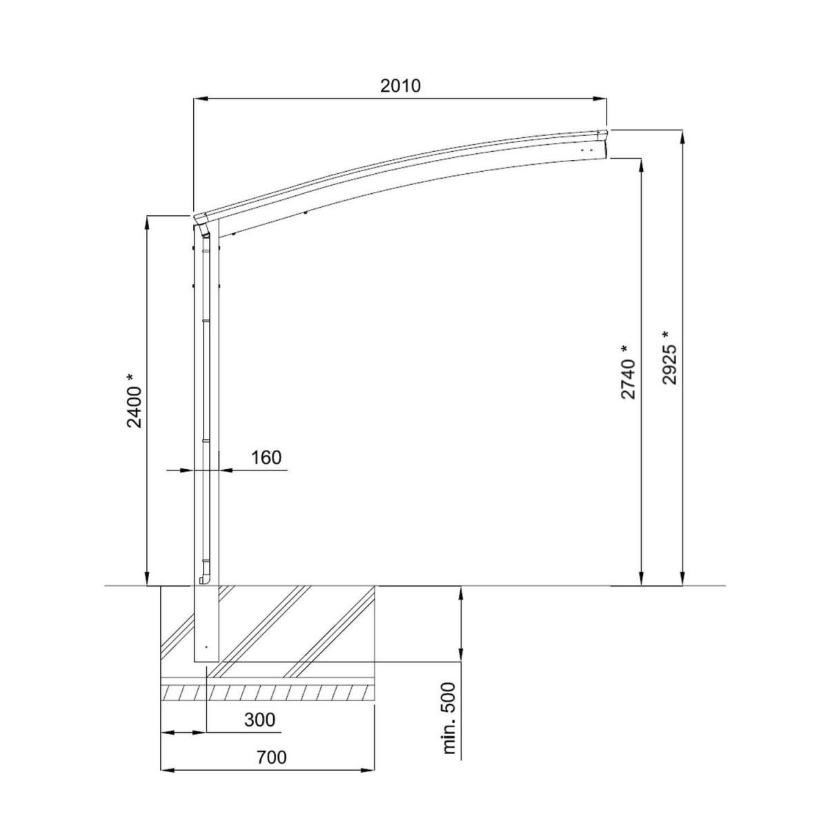 Ximax Carport Alu Portoforte 60 Mini SL LxB 4954 x 2010 mm schwarz | 218019 – Bild 3