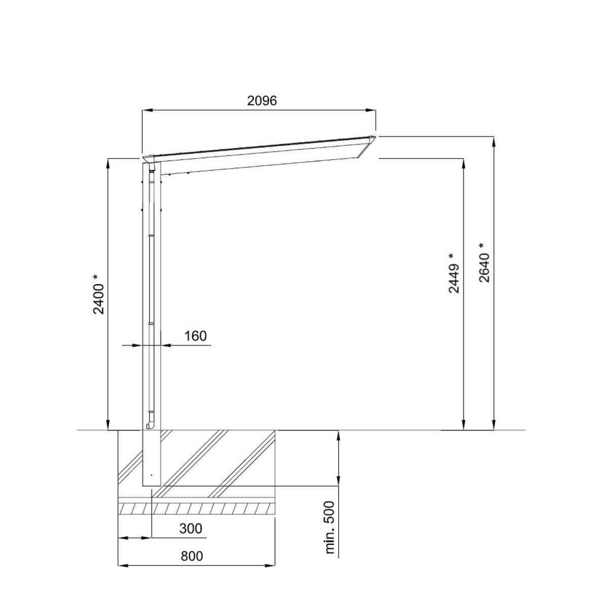 Ximax Carport Alu Smart Port 60 Mini LxB 2534 x 2096 mm Edelstahl-Look | 218024 – Bild 3