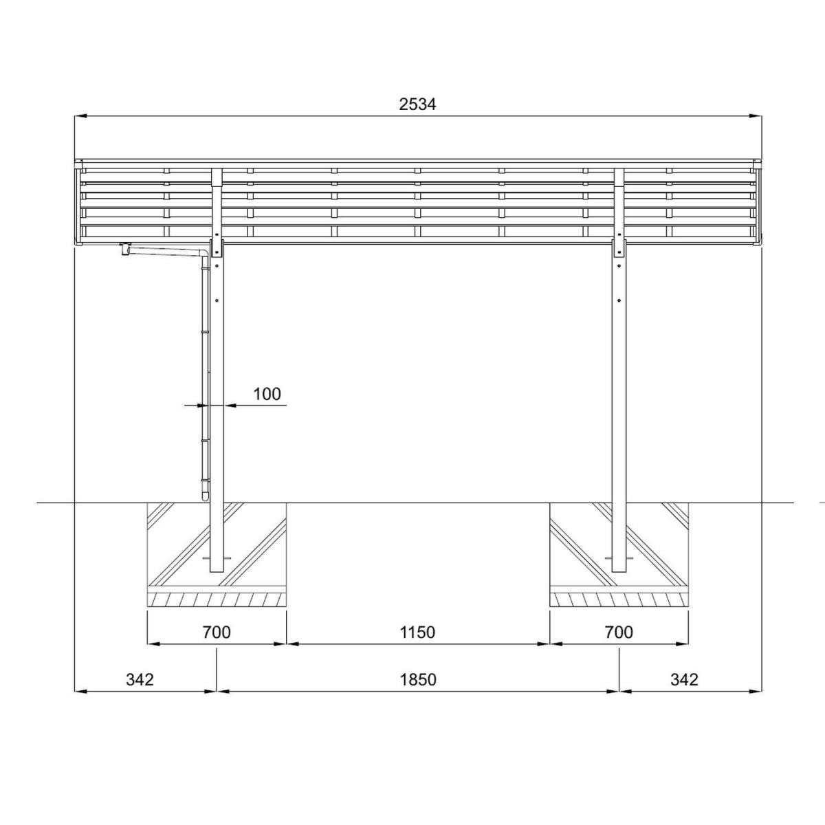 Ximax Carport Alu Smart Port 60 Mini LxB 2534 x 2096 mm Edelstahl-Look | 218024 – Bild 4
