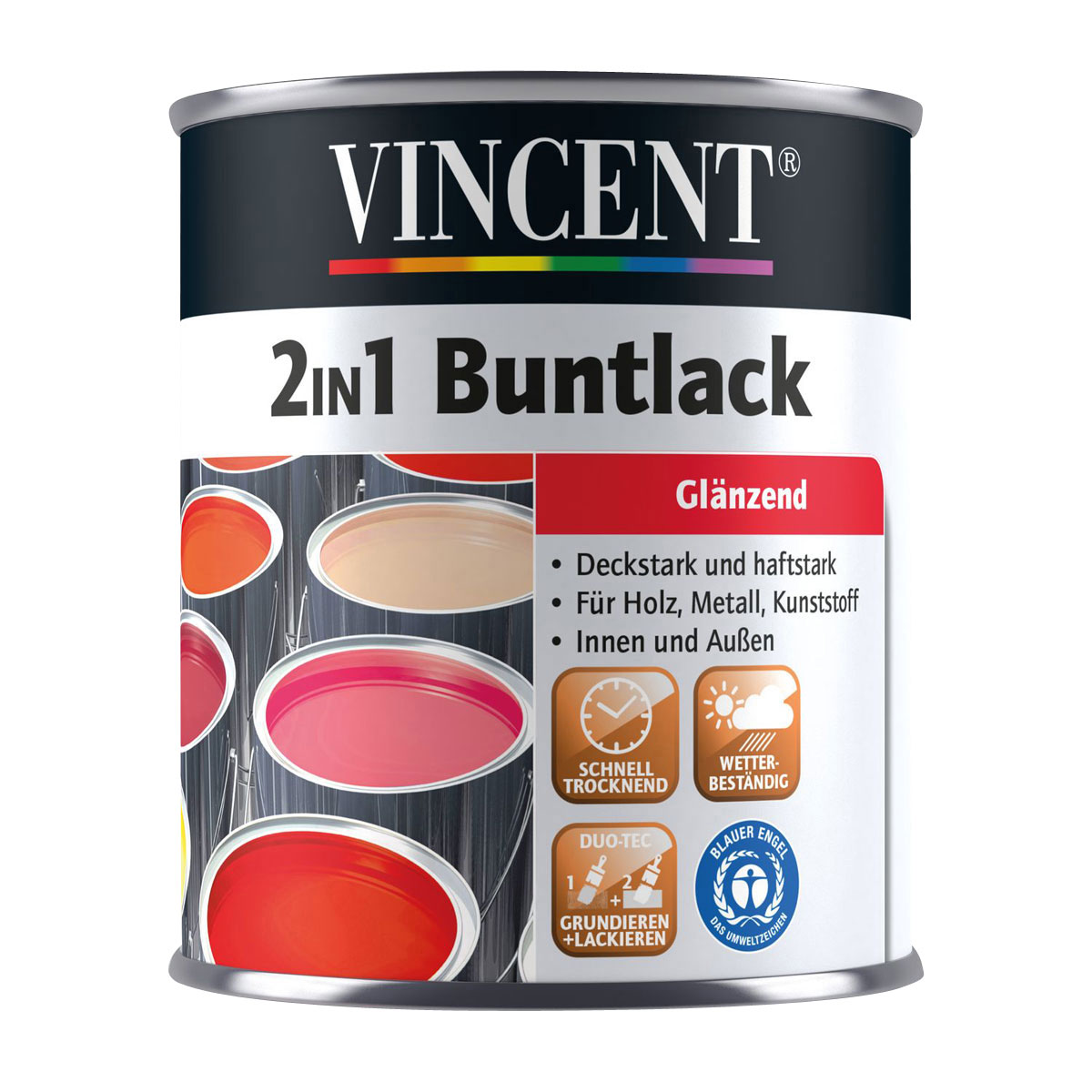 Vincent 2in1 Buntlack Nussbraun glänzend 750 ml | 0,75 | Glänzend | 218451