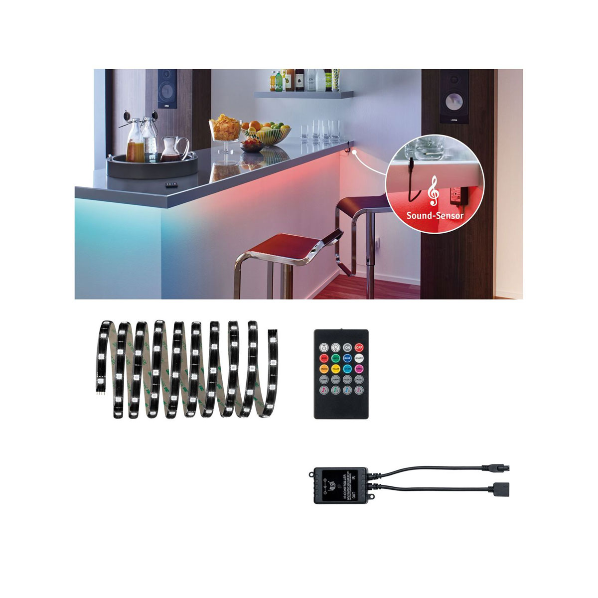 Paulmann YourLED Comfort Set Lights and Sound 3m RGB schwarz | 221022