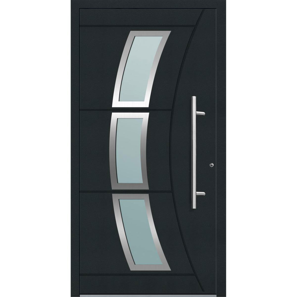 Aluminium Sicherheits-Haustür Venedig Exklusiv 75 mm anthrazit 110 x 210 cm Anschlag rechts inkl Griffset | Innen: weiß, Außen: anthrazit | 110x210 | rechts | 224778