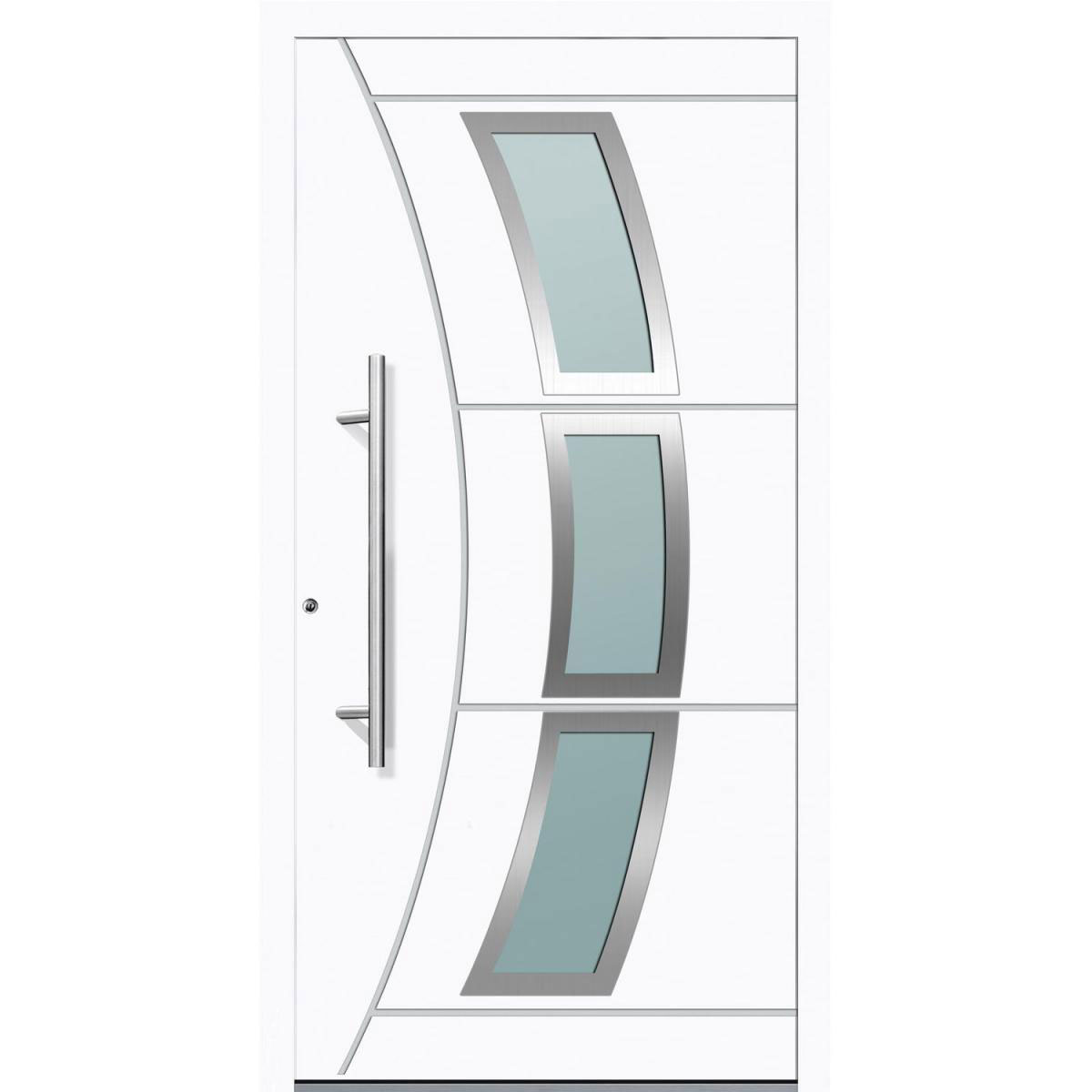 Aluminium Sicherheits-Haustür Venedig Exklusiv 75 mm weiß 110 x 210 cm Anschlag links inkl Griffset | Innen: weiß, Außen: weiß | 110x210 | links | 224779