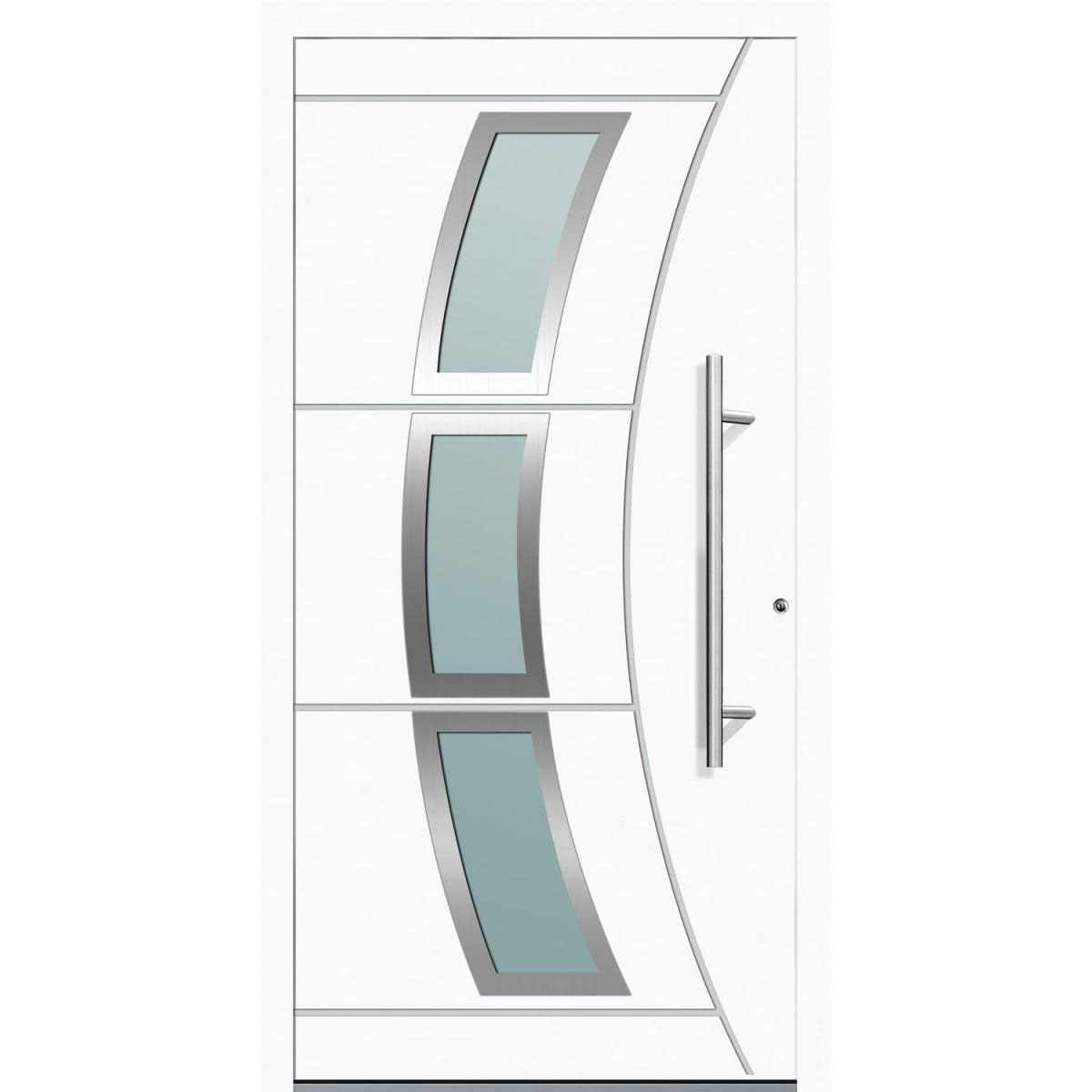 Aluminium Sicherheits-Haustür Venedig Exklusiv 75 mm weiß 110 x 210 cm Anschlag rechts inkl Griffset | Innen: weiß, Außen: weiß | 110x210 | rechts | 224780