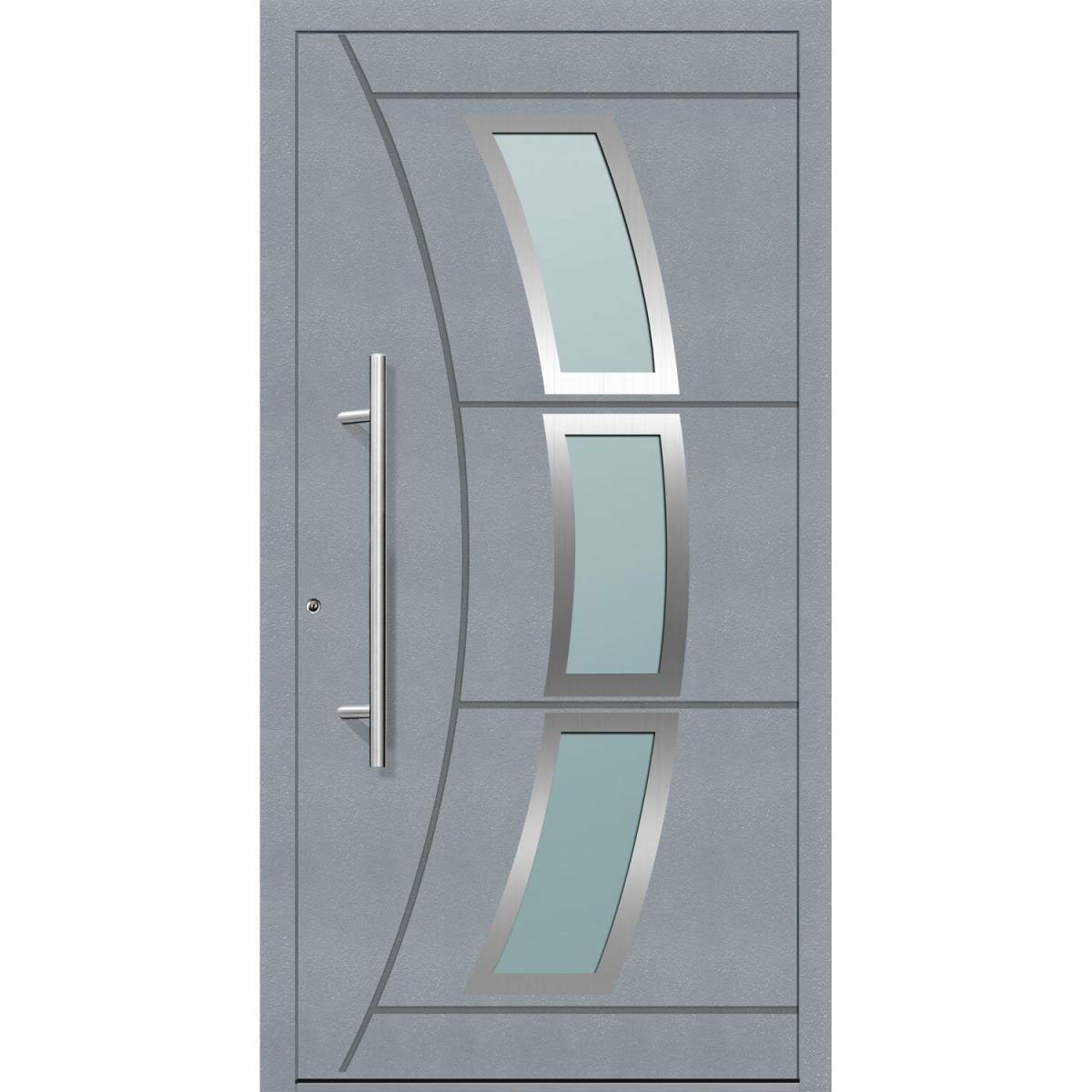 Aluminium Sicherheits-Haustür Venedig Exklusiv 75 mm grau 110 x 210 cm Anschlag links inkl Griffset | Innen: weiß, Außen: grau | 110x210 | links | 224781