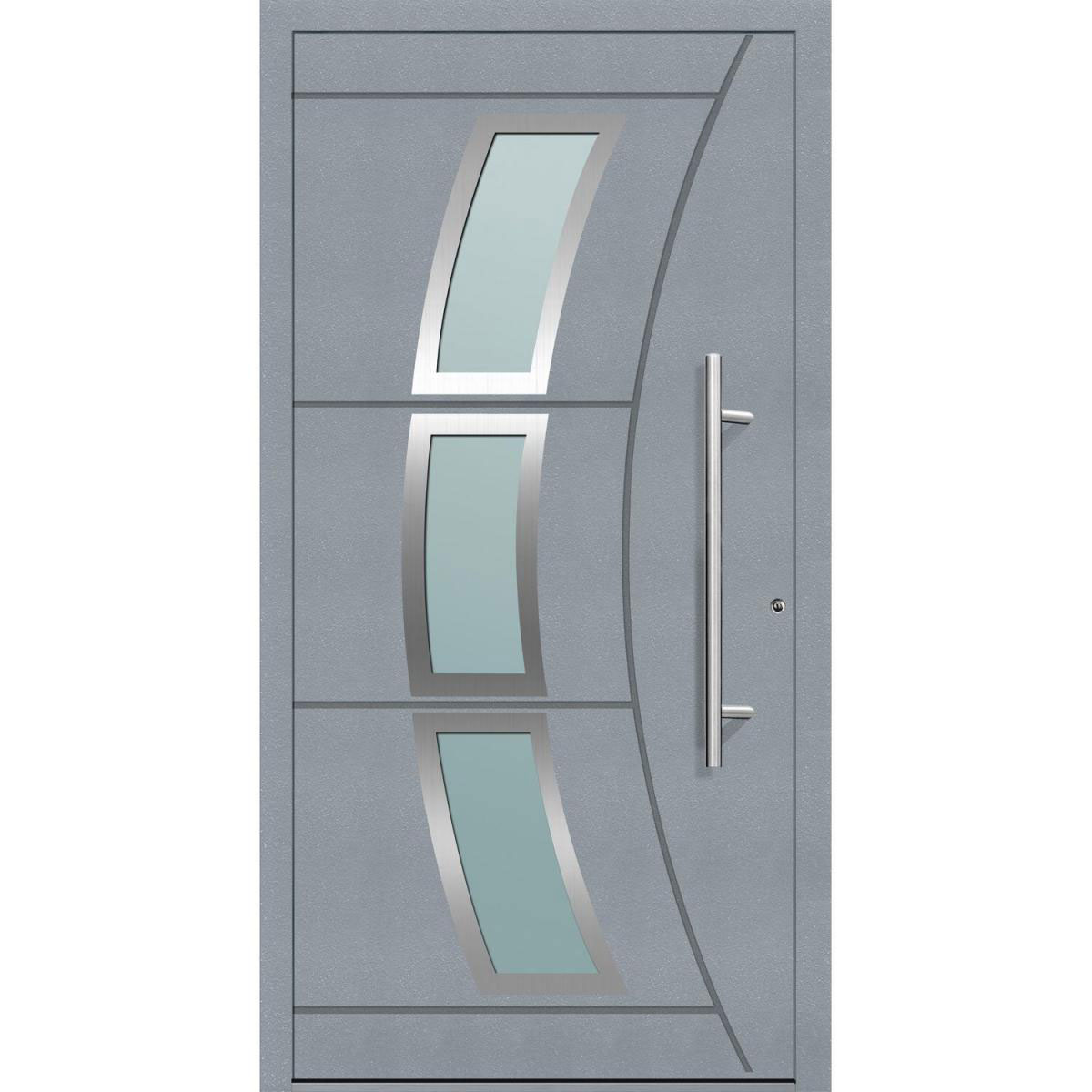 Aluminium Sicherheits-Haustür Venedig Exklusiv 75 mm grau 110 x 210 cm Anschlag rechts inkl Griffset | Innen: weiß, Außen: grau | 110x210 | rechts | 224782