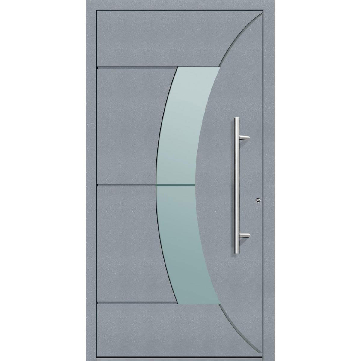 Aluminium Sicherheits-Haustür Verona Exklusiv 75 mm grau 110 x 210 cm Anschlag rechts inkl Griffset | Innen: weiß, Außen: grau | 110x210 | rechts | 224851